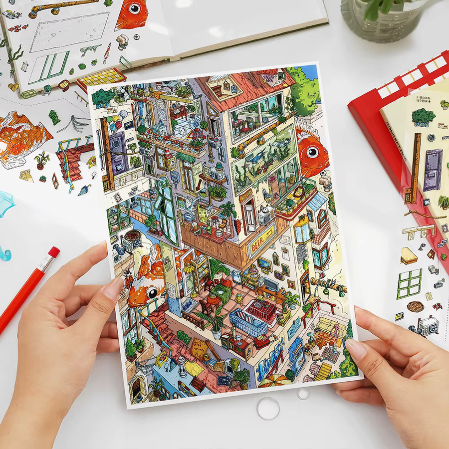 JIANQI Rotierende Stadt 3D Landschaft Aufkleber, DIY, Bunt / Mehrfarbig - Bild 5