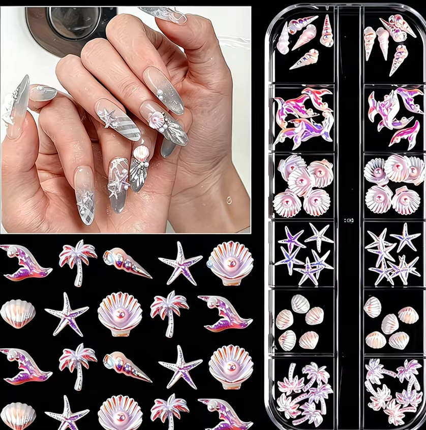 MAFANAILS Nageldekor-Set, 12-teilig, Rosa-Lila, schimmernd - Bild 2