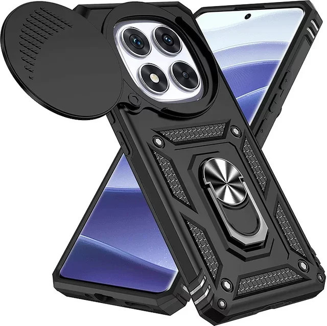 Stoßfeste Rüstung-Schutzhülle für Xiaomi Redmi Note 14 Pro 5G und Redmi Note 14 mit Objektivschutz in Schwarz und Grün - Bild 1