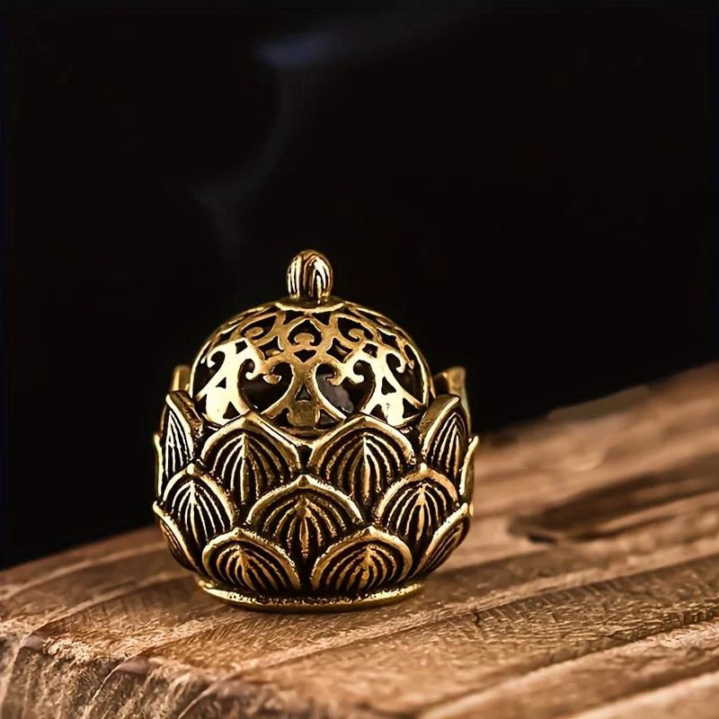 Lotus Räucherkegelhalter aus Metall von Love Home Garden in Gold und Gelb, orientalische Dekoration im floralen Design - Bild 2