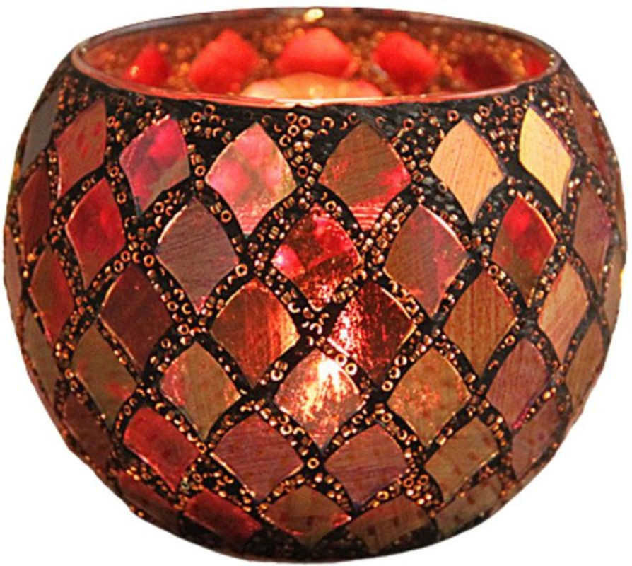 Tooarts Glas Kerzenhalter und Blumentopf in Rot, Geometrisches Design für Hochzeit, Weihnachten und Valentinstag - Bild 1