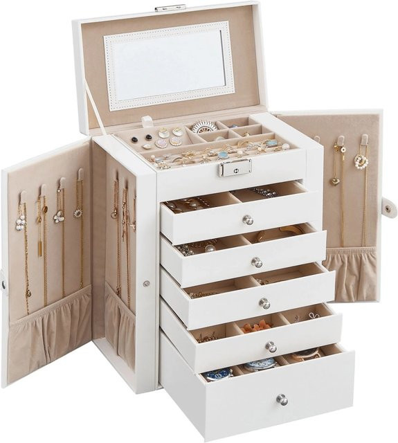 Songmics Schmuckkästchen Bridie mit 6 Ebenen in Weiß-Beige - Bild 1