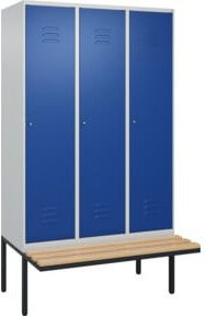 C+P Spind Classic PLUS Spind mit Sitzbank, 3 Abteile, Zylinderschloss, 4 Garderobenhaken, mittige Trennwand, B/T/H: 212,0 x 120,0 x 81,5 cm - Bild 1