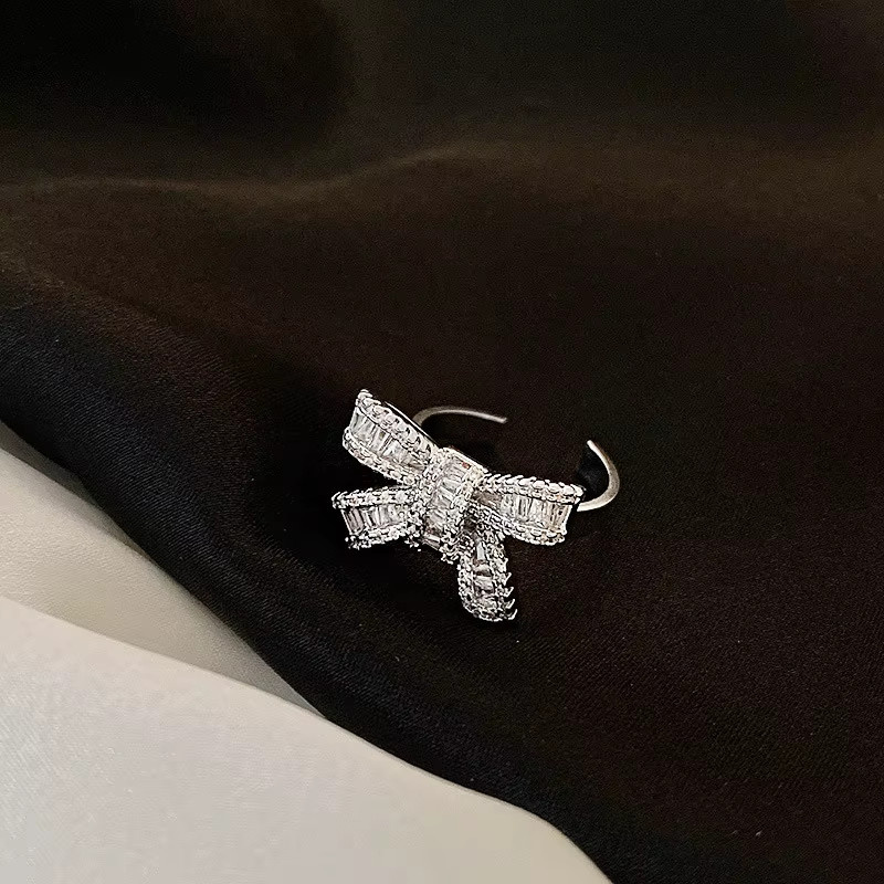 ANENJERY Ring, Bowknot Intarsien, Zirkonia, Silber, Damen - Bild 2
