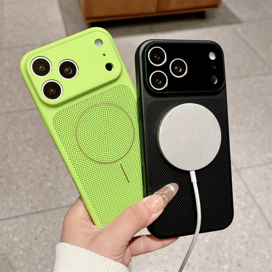 Xeber Magnetische Handyhülle für iPhone 12 bis 17 Pro Max Plus, Kühlende und atmungsaktive Stoßfeste Rückabdeckung, Schwarz - Bild 3