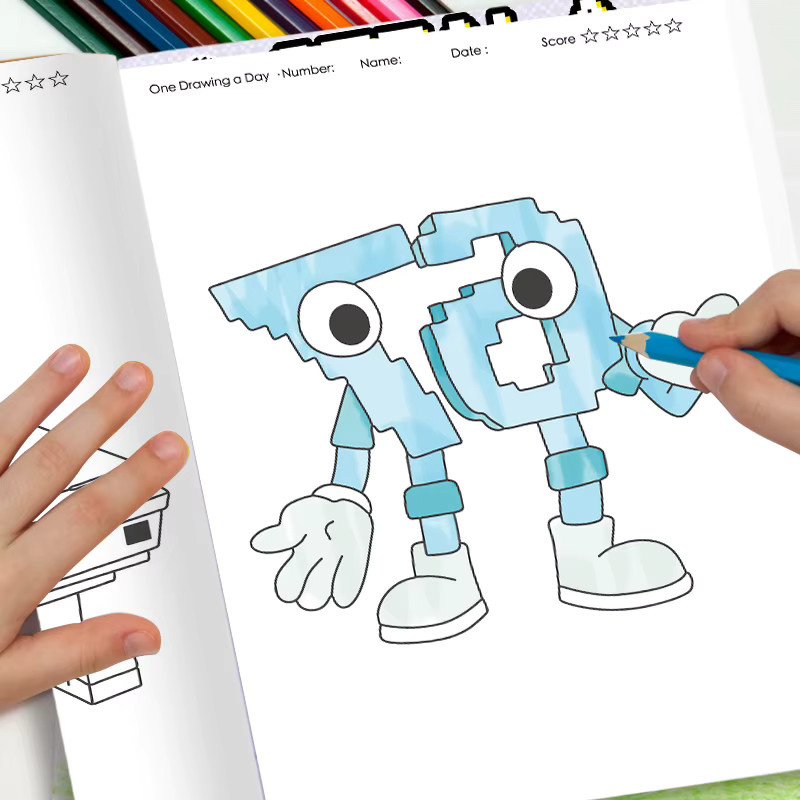 Steal a Brainrot Malbuch und Skizzenbuch Set mit bunten Malutensilien für Mädchen und Kinder, Softcover in Mehrfarbig - Bild 3