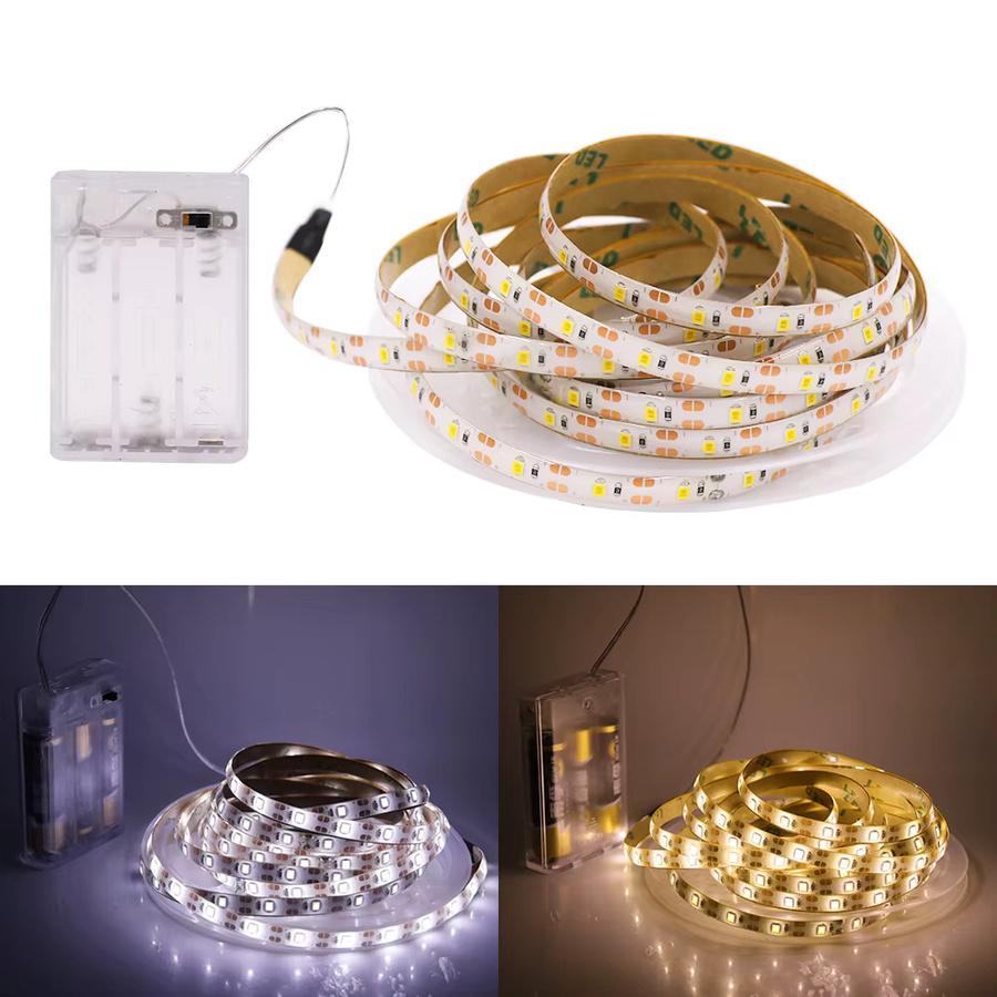 XUNATA Batteriebetriebene LED-Lichtleiste 5V mit 60 LEDs/m, flexibles RGB LED-Band für Schrank- und TV-Hintergrundbeleuchtung in Weiß, Rot, Grün und Blau - Bild 3