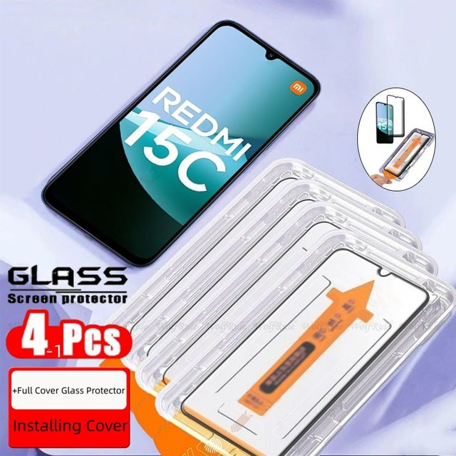 Xiaomi Redmi 15C Panzerglas Schutzfolie mit voller Abdeckung, 9H Härte, transparent - Bild 1