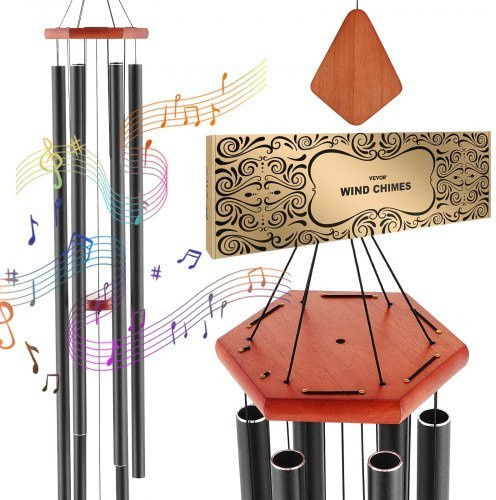 VEVOR Windspiel für draußen mit 6 Rohren, tiefer Klang, Schwarz, Höhe: 152,4 cm - Bild 1