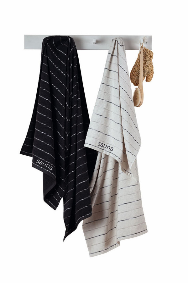 Dormabell Saunatuch und Strandtuch aus Baumwolle mit Streifen in Natur Beige und Schwarz, B: 85 cm, L: 200 cm - Bild 1