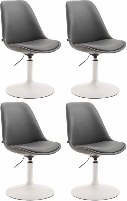 CLP 4er Set Esszimmerstühle Maverick in Grau aus Kunstleder, höhenverstellbare Drehstühle mit Trompetenfuß und modernem Design - Bild 1