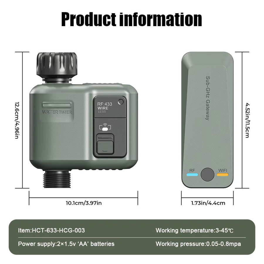 JIHUAN Tuya Smart-Gartenbewässerungstimer mit WiFi und RF433, programmierbarer automatischer Bewässerungscontroller in Grau mit Regenwasser-Verzögerungsfunktion - Bild 4