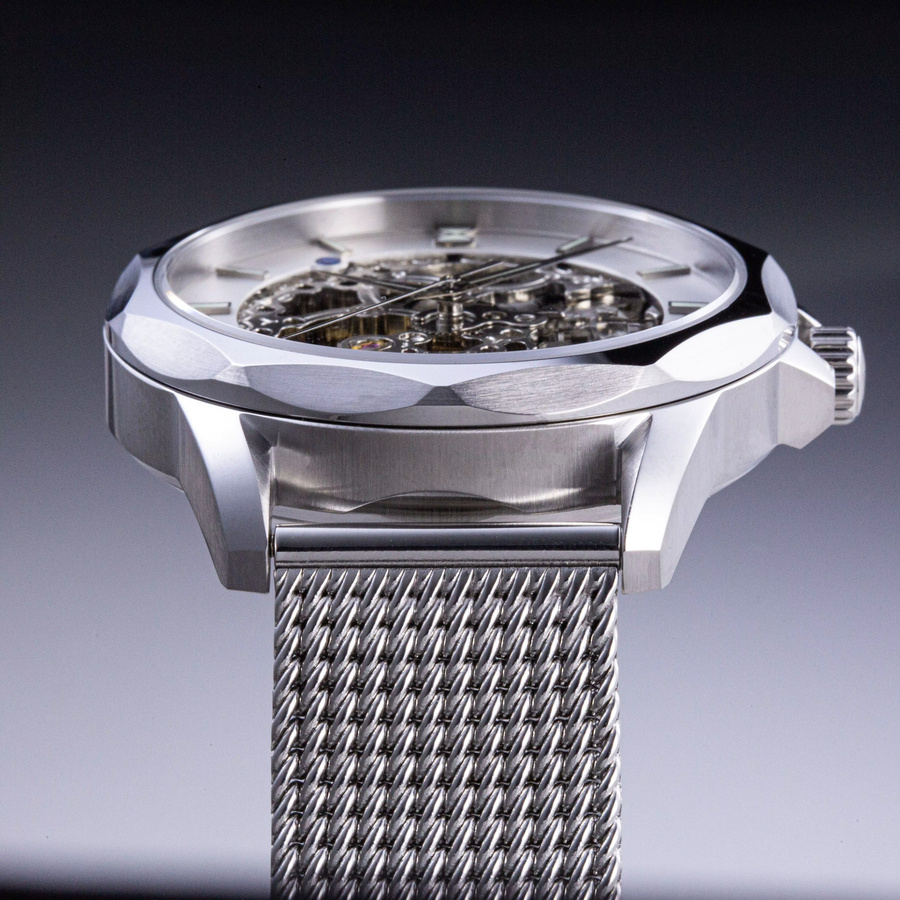 Horolo Armbanduhr, Skelett-Herrenuhr, mechanisch, 42 mm, Edelstahl - Bild 2