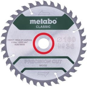 Metabo Kreissägeblatt Precision Cut Wood Classic in Silber, Durchmesser: 160 mm, Bohrung: 20 mm, Zähne: 36 - Bild 1