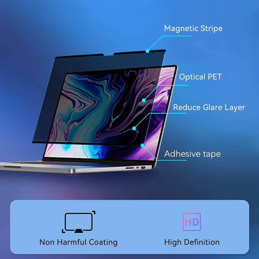Magnetischer Anti-Spionage Sichtschutzfilter für Apple MacBook Air 13.6 Zoll und MacBook Pro 14/16 Zoll in Schwarz - Bild 4