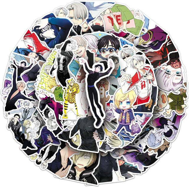 Bandai Yuri!!! Japanische Eiskunstlauf-Animation Graffiti Aufkleber, 50-teiliges Set, Bunt / Mehrfarbig - Bild 1