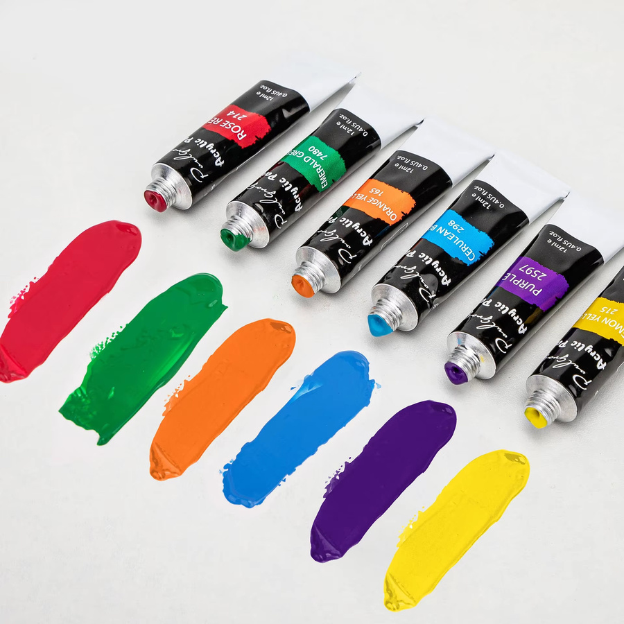 Haile Acrylfarben-Set mit 24 Farben in 12 ml Tuben und professionellem Pinsel-Set, Mehrfarbig - Bild 4