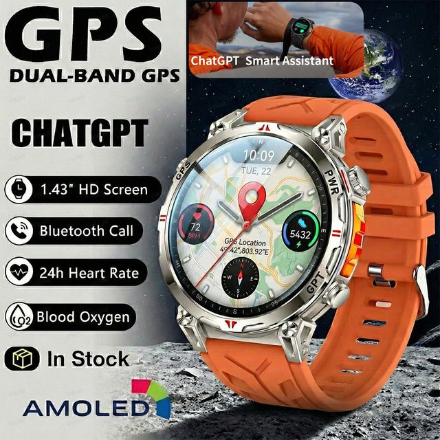 T-Rex 3 Pro Militär GPS Smartwatch mit Bluetooth-Anruf, Kompass und 5ATM Wasserdichtigkeit für Herren und Sport - Bild 1