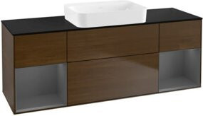 V&B Waschtischunterschrank Finion mit Wandbeleuchtung, Farbe Walnuss, B/H/T: 160 x 60,3 x 50,1 cm - Bild 1