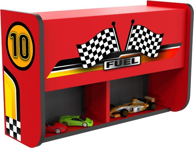 Aileenstore Wandregal mit Klappe für das Kinderzimmer in Rot - Bild 1