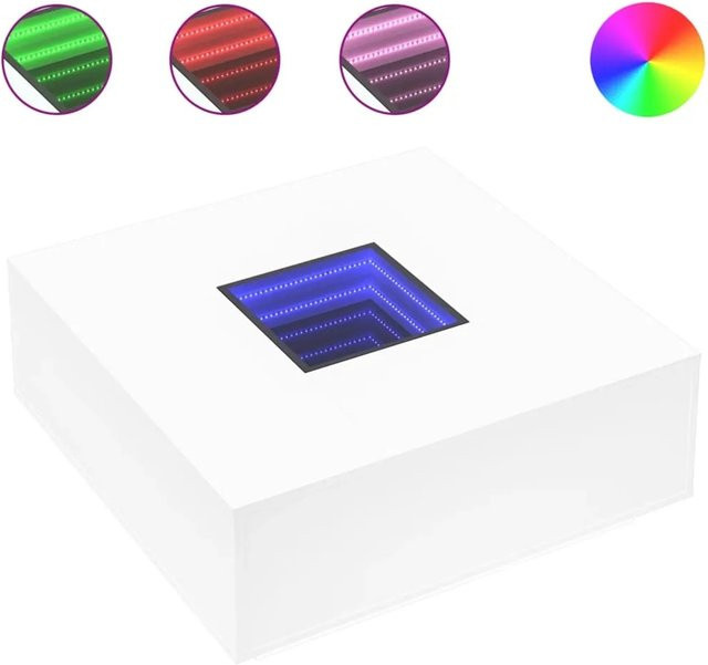 vidaXL Couchtisch mit Infinity-LED in Weiß, quadratisch und glänzend, B/T/H: 100 x 100 x 40 cm - Bild 1