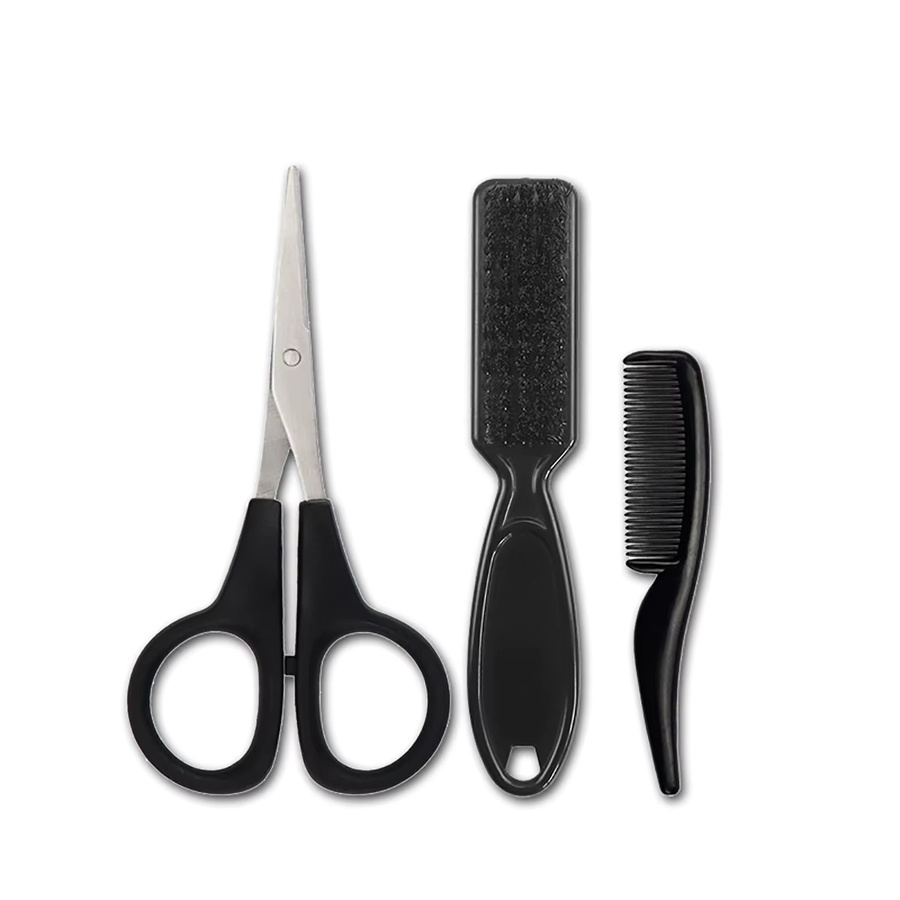 3-teiliges Bart-Styling-Set für Herren, mit Kamm, Schere und Reinigungsbürste - Bild 3