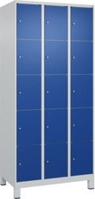 C+P Schließfachschrank Classic PLUS mit 3 Abteilen, Stahlkonstruktion, Grau/Enzianblau, B/T/H: 90 x 50 x 195 cm - Bild 1