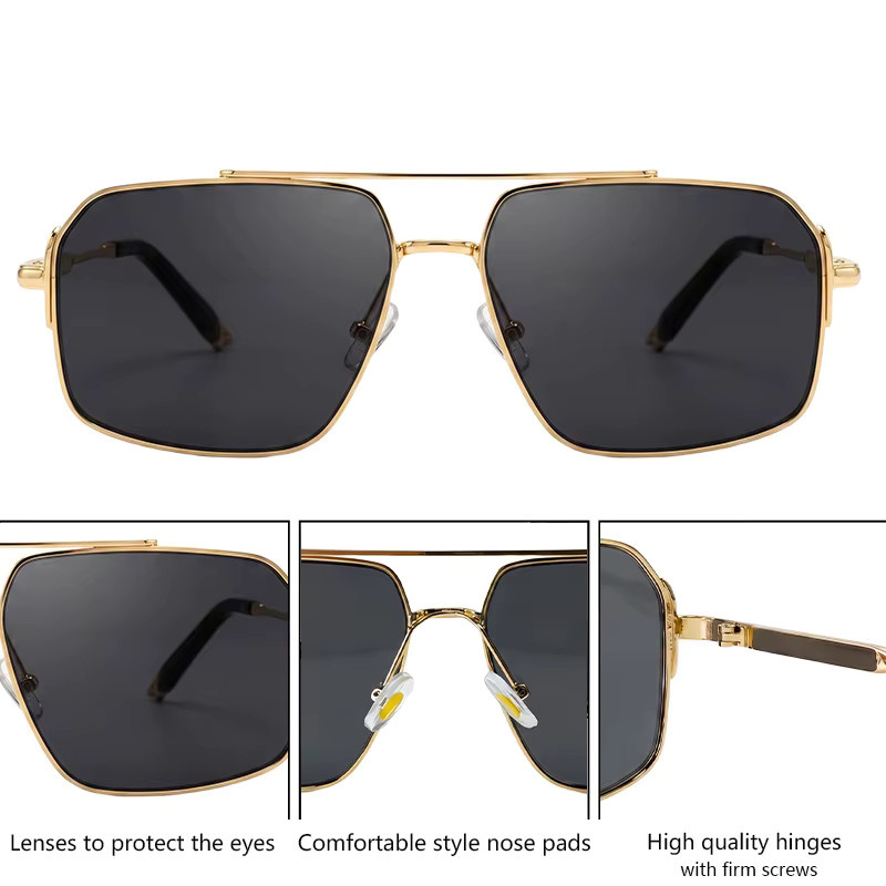 GENTLE LIU Sonnenbrille, Quadratisch, Vollrand, Metall, Gold, Herren - Bild 2