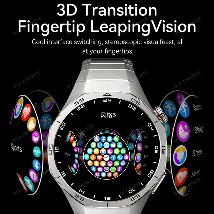 Ola Esporte Watch 5 Pro Gesundheits-Smartwatch in Grau mit EKG-Monitor, Herzfrequenzmessung, Schlaf-Tracking und Bluetooth-Anruffunktion - Bild 3