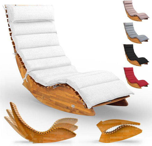 CASARIA Saunaliege Java aus FSC-zertifiziertem Akazienholz mit wetterfester Auflage in Creme - Bild 1