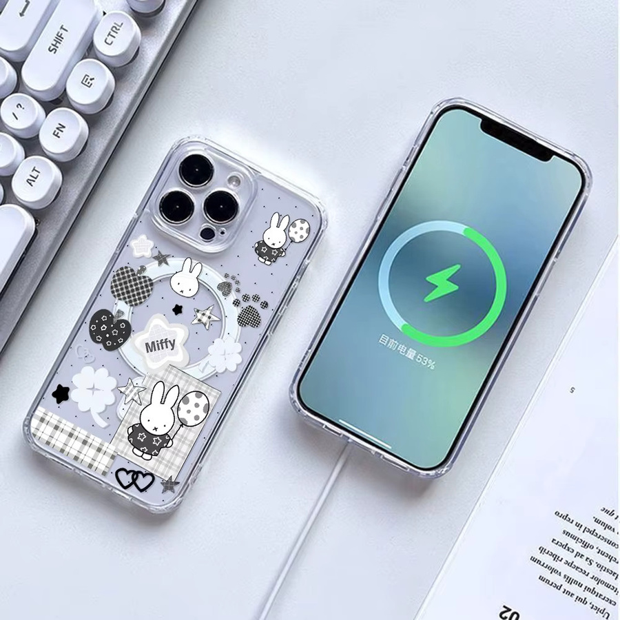 White Rabbit M-Miffies MagSafe Magnetische Handyhülle für iPhone 11 bis iPhone 17 Air Transparent - Bild 5