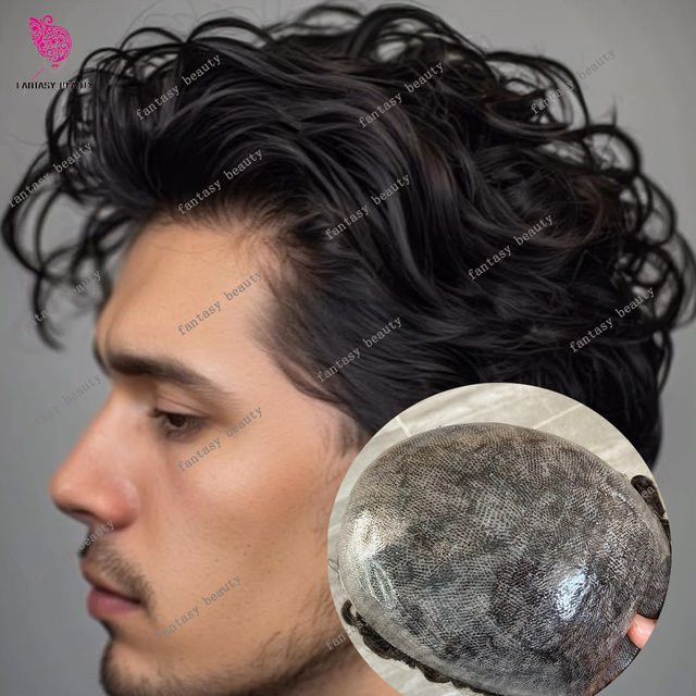 fantasy beauty Herren-Toupet aus 100 % Echthaar, natürliche Locken - Bild 1