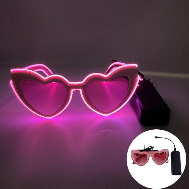 LED-Brille Herzform, pink, Unisex, Vollrand, Kunststoff - Bild 1