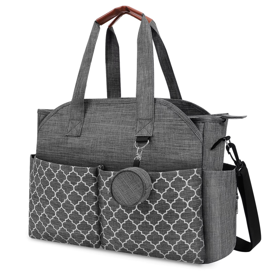 Wasserdichte Windeltasche als Schultertasche für Babys in Grau mit großer Kapazität - Bild 5