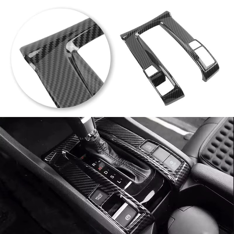 Carbon-Faser Textur Schaltschild Abdeckung für Honda Civic 10. Generation (2016-2020) LHD in Schwarz - Bild 4