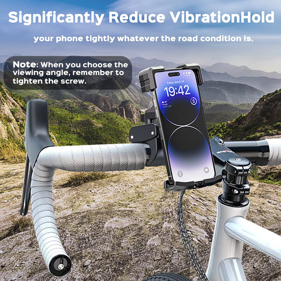 Motorrad-Telefonhalterung mit Dual Vibration Dampener und Upgrade-Lenkerclip in Schwarz für Motorrad und Fahrrad - Bild 3