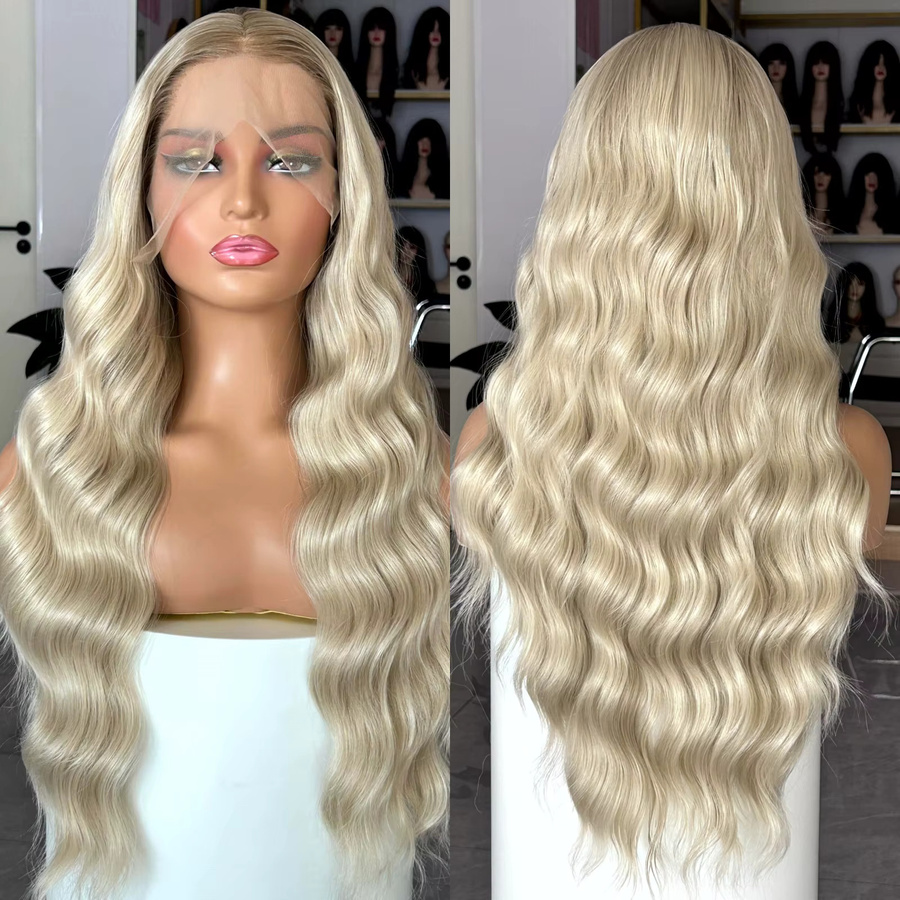 XiuQingCheng Lace-Front-Perücke, blonde braune Ombre, lockig, Damen - Bild 3