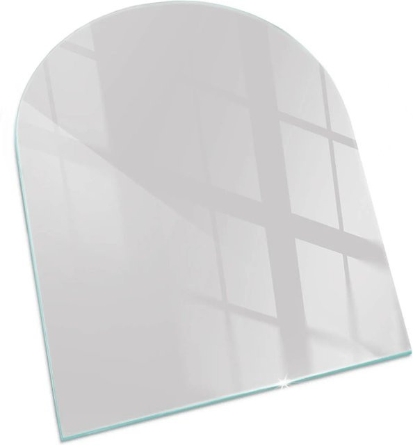 Tulup Glasplatte für Kaminöfen in Grau, Halbkreis, B: 80 cm, T: 70 cm - Bild 1