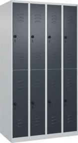 C+P Doppelstock-Spind Classic PLUS mit 4 Abteilen, Stahl, Grau/Anthrazit, H x B x T: 185 x 100 x 50 cm - Bild 1