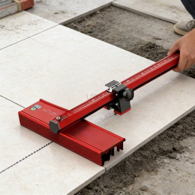 LTOOLS T-förmiges Fliesenschneidewerkzeug mit Rollen in Rot, verstellbares manuelles Glas- und Bodenschneidemesser - Bild 1