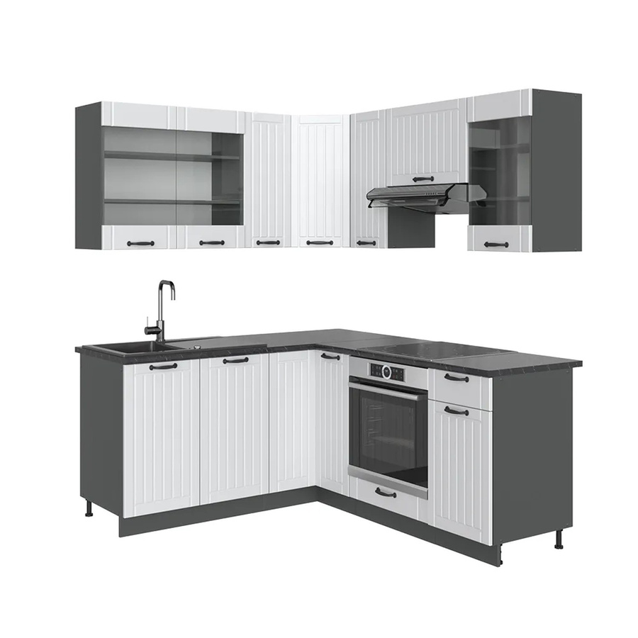 Vicco Fame-Line Eckküche im Landhausstil in Weiß und Anthrazit B/T/H: 160 x 190 cm - Bild 2