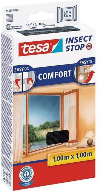 tesa COMFORT Fliegengitter mit Klettverschluss, Anthrazit, 2 Stück, B: 100 cm x H: 100 cm - Bild 2