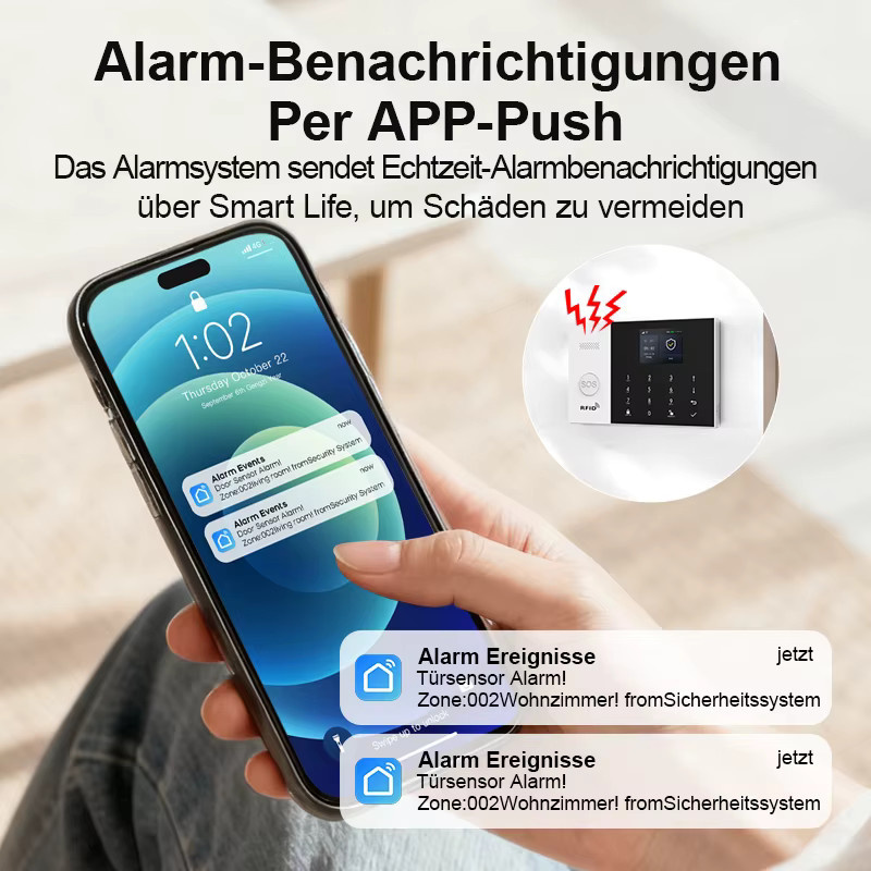 PGST WiFi 4G Alarmsystem Sicherheitssystem-Set mit Tuya Smart Life und Alexa Unterstützung, Farbe: Weiß - Bild 3