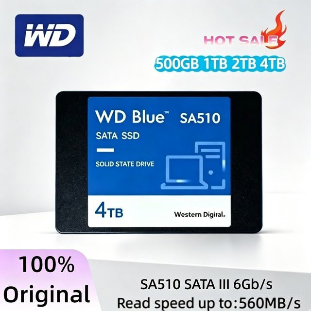 Western Digital WD Blue SA510 SSD interne Festplatte SATA 2,5 Zoll in Schwarz - Bild 1