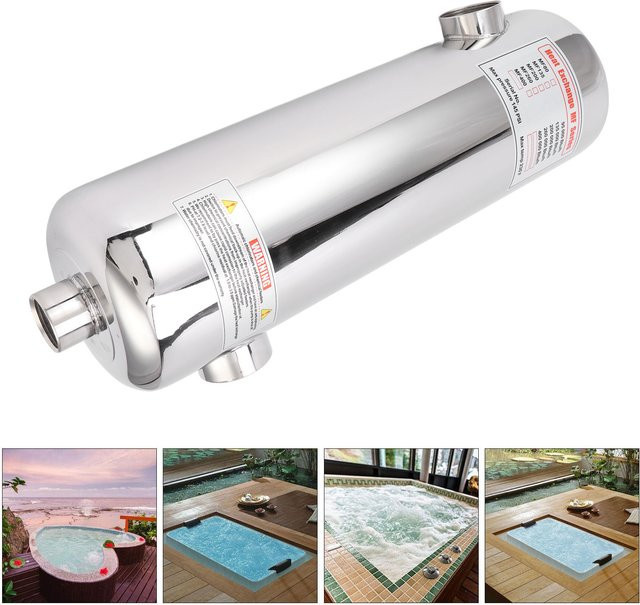 DOACT Schwimmbad Wärmetauscher 60KW Pool Thermostat Heizung in Silber - Bild 1
