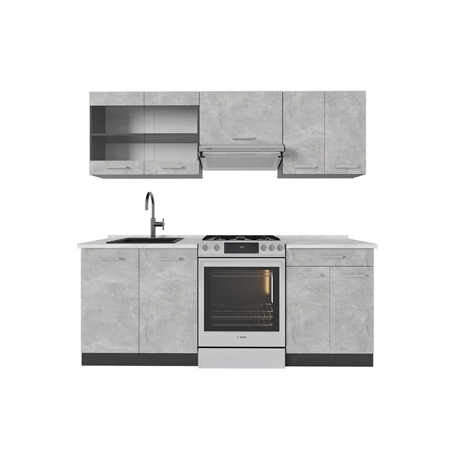 Vicco R-Line Küchenzeile Beton Anthrazit in Marmor-Optik Breite: 200 cm - Bild 2