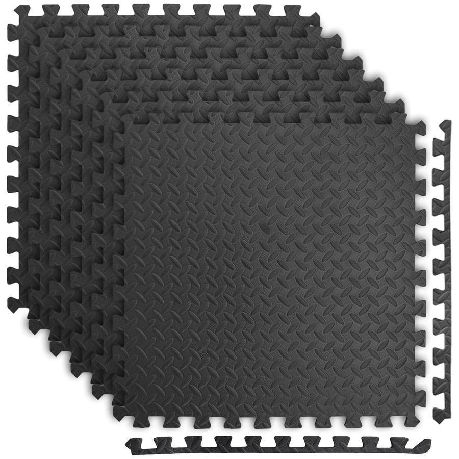 DHDH EVA Bodenpuzzlematte mit Blattmuster in Schwarz, rutschfest und verbindbar, B/T: 60 x 60 cm - Bild 6