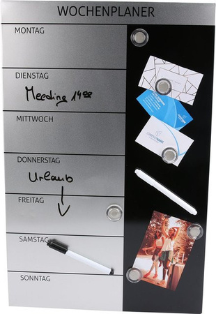 GENIE Wochenplaner Magnettafel als Blackboard und Pinnwand in Schwarz, Breite: 57 cm, Höhe: 37 cm, Tiefe: 10 cm