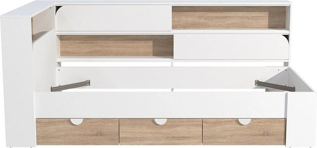 Vente-unique Bettrahmen Tamadu mit Schubladen in Weiß, B/T/H: 90,5 x 118,5 x 211,6 cm - Bild 1