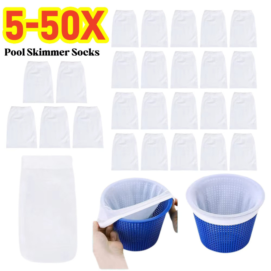 APWIKOGER Pool-Skimmer-Socken aus Nylon-Netz als wiederverwendbare Filterersatz-Schoner für eingelassene und oberirdische Pools - Bild 2